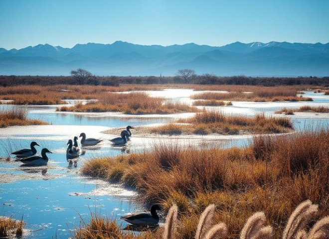 American Wigeons feeding in Arizona wetlands during winter migration.