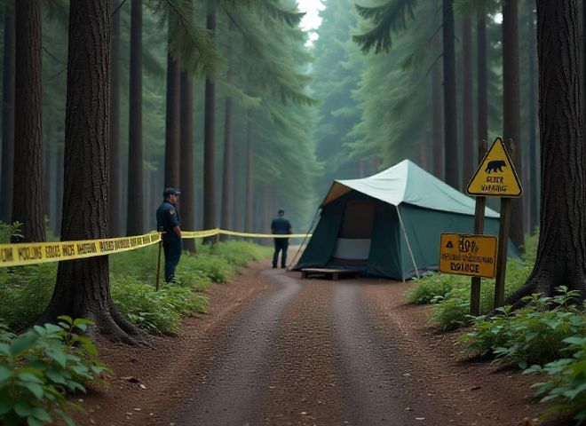 Scene of a rare black bear attack in Arizona wilderness.