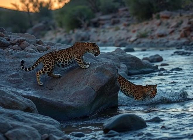 Jaguars showing adaptive behaviour in Arizona’s semi-arid wilderness.