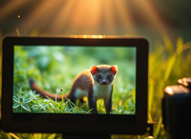 Photographer capturing rare Long-tailed Weasel in Arizona using camera trap.